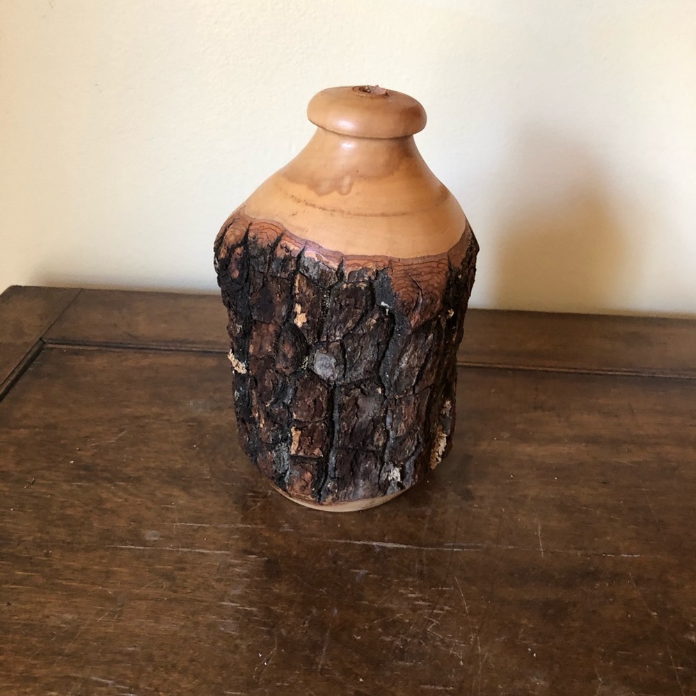 🌲Unique handcrafted wood vase🌲Vintage.